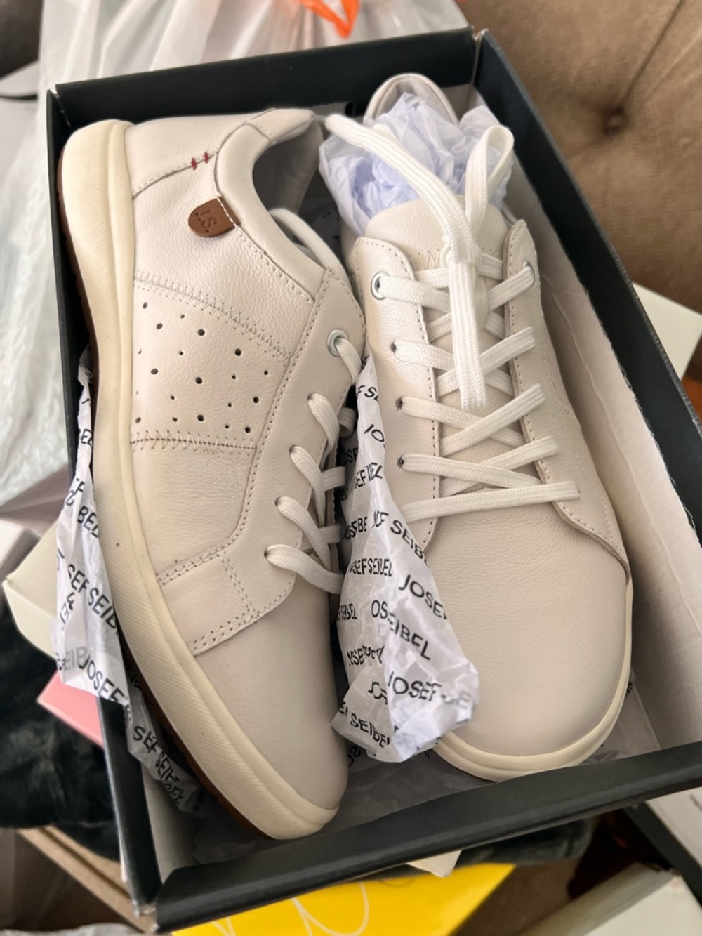 Josef Seibel Men's Lace-Up Sneakers in Off-White 🤍